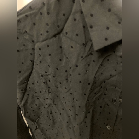 SOLD!! NWT ZARA Women’s Black Velvet Dot Stripe Shirt Blouse Button X-Small XS - Picture 4 of 4